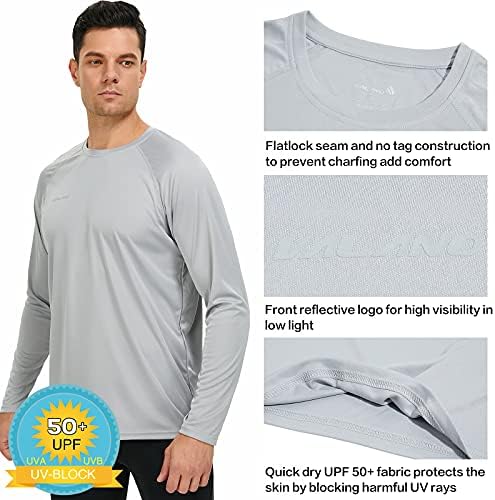 Valano Мъжки Ризи с дълъг ръкав UPF 50 + Защита От Слънцето SPF Леки, бързо съхнещи Тениски За Разходки, Бягане, Риболов