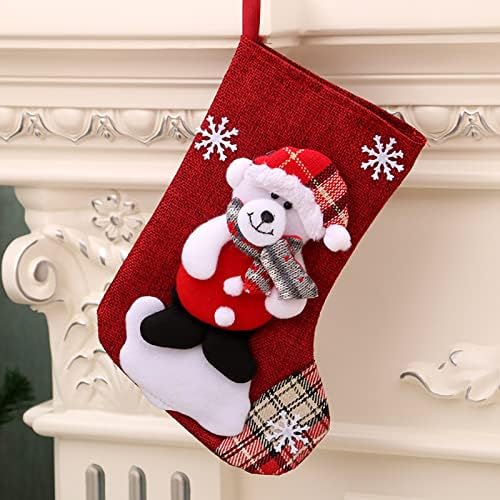 Коледни Чорапи Текстилен Коледна Торбичка за Чорапи и Коледни Окачени Чорапи за Украса на парти и Коледен