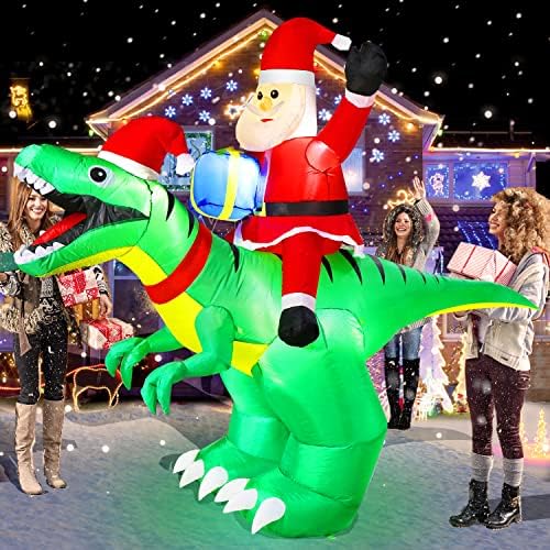 zukakii 9FT Дългите Коледни Надуваеми Украшения с led Подсветка Дядо Ролята на Динозавре Външни Коледни Украси се