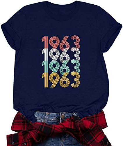 Реколта Тениски 1973 Г., за Жените, Тениска на 60-ия Рожден Ден На 1963, Тениска с кръгло деколте и Къс Ръкав,