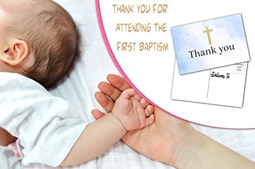 Синята Акварел, пощенска Картичка с благодарност за Кръщение, идеален за Кръщението, Първото Причастие, Религиозен празник, душата на дете (XLgxk-008)
