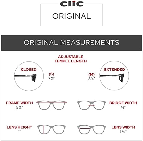 Магнитни очила за четене Clic, Компютърни Ридеры, Сменяеми лещи, Регулируеми лък тел, Оригинални, (Червен, Увеличаване на 2,50)