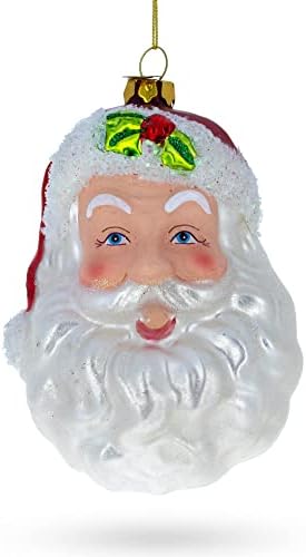 Главата на дядо коледа със Стъклен Коледен орнамент от Имел