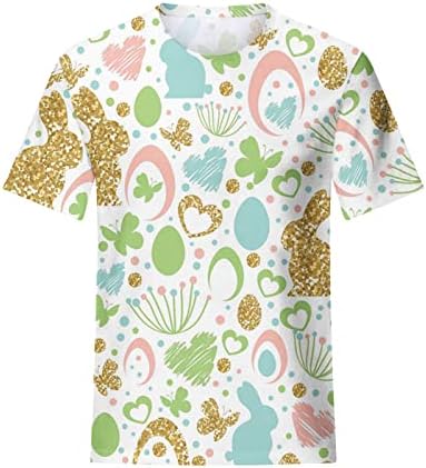 Ризи с Великденски Яйца за Жени, Летни Сладки Основни Тениски За Момичета, Свободни Ежедневни Блузи с Къс Ръкав и Кръгло