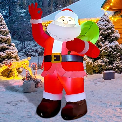 Коледни Надуваеми Украшения Идвам 6,2 метра на открито, Надуваем Дядо Коледа с Подарочным пакет, Надуваеми Вградени
