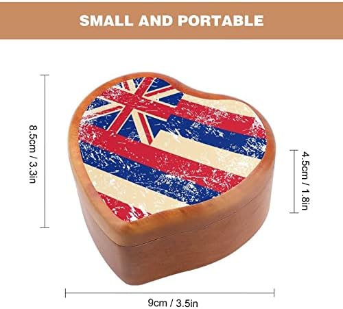 Музикалното Ковчег в Формата на Сърце с Държавния Флага на Хавай, Музикални Кутии, Реколта Дървена Кутия за Подарък