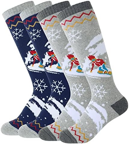 Детски Ски Чорапи Century Star, Зимни Топли Зимни Чорапи до Коляното за Малки Момчета и Момичета, Меки Вълнени Чорапи За
