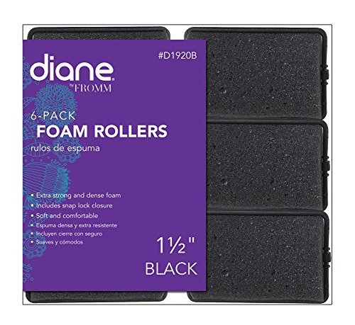 За извиване на Diane Foam, черни, 1.5 инча, 6 бр /пакет, Помагат за задържане на косата на място, Мек материал, който