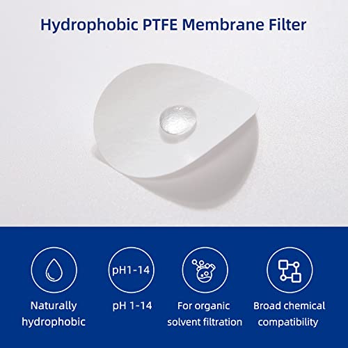 Хидрофобен дискови Мембранни филтри COBETTER от PTFE, диаметър 47 мм, размер на порите 0,22 микрона, 100 бр /опаковане.