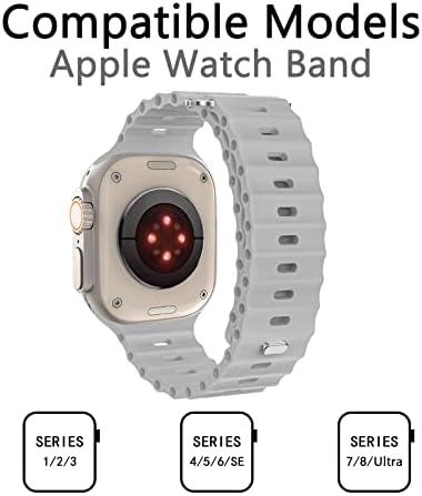 Tcaraersing Силиконов спортен каишка Ocean U/с квадратна катарама, Разменени гривна, Съвместим с Apple Watch iwatch