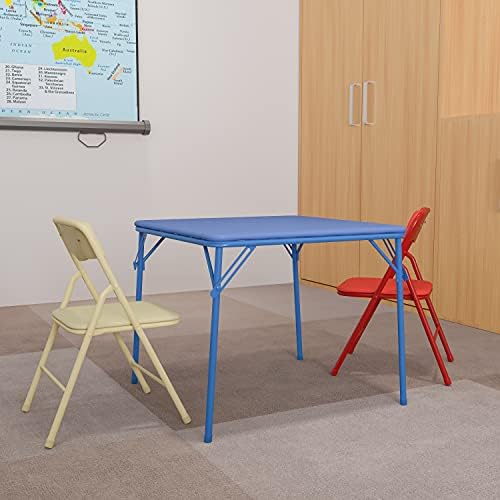 Комплект Сгъваеми Маси и Столове Flash Furniture Kids Цветен, от 3 теми, Синьо