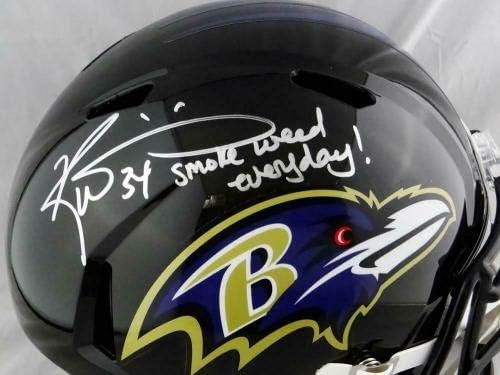 Рики Уилямс подписа каска Балтимор Рейвънс F/S с шведами - JSA с автограф * Сребърни каски NFL с автограф