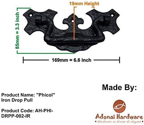Профили Adonai Phicol от антикварен чугунного шкаф с откидными пръстени - (Опаковка от 2 броя, Матиран черен)