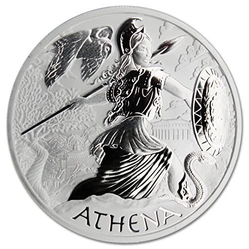 2022 rv 1 унция Сребърни монети на Атина от Тувалу - Серия Боговете на Олимп, Брилянт, без лечение (в капсули), $1