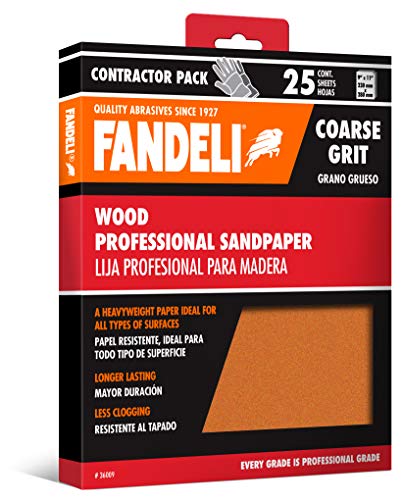 Fandeli | Многофункционална хартия за опесъчаване | С едра шкурка | 25 листа с размер 9 x 11 инча | идеален за шлифоване на дърво
