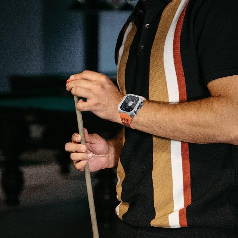 Каишка за часовник SAAWEE от неръждаема стомана за Apple watch band 44/45 мм, каишка за часовник с калъф, За iwatch 8 7 6