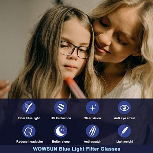 WOWSUN Детски Блокер Очила със Синя Светлина за Момчета и Момичета, Леки Очила за Компютърни игри TR, Защита