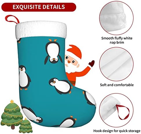 Коледни Чорапи Augenstern, Забавни И Сладки Пингвини, Сини Двустранни Чорапи За Окачване На Камината