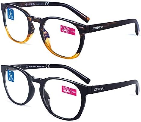 K KENZHOU Компютърни Очила за четене, блокиране на Синя Светлина, Леки Очила за Жени, 2 (Черен / жълт)