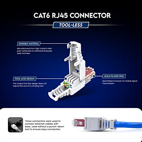 Малките разлики Cables Конектори RJ-45 за дългия кабел Ethernet | е Лесен за използване с Фланец инструмент | Прозрачен
