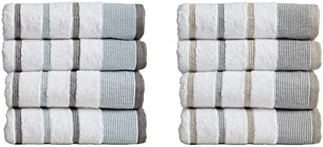 Комплект кърпи за ръце в ивицата Great Bay Home: (4) Комплект кърпи за ръце евкалипт/сив цвят и (4) Комплект