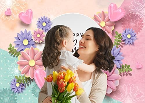 LTLYH 7x5ft Фонове, за снимки, за Ден на Майката, Ден на Майката, на Фона на Сърце с Любов, Ден на Майката, на Розови Цветя,