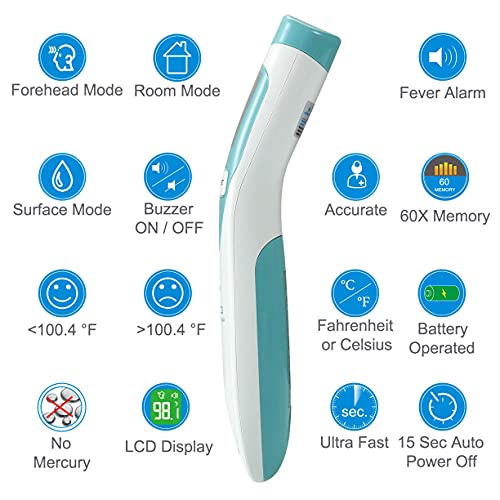 Безконтактен цифров инфрачервен термометър за челото Amplim 2-Pack Hospital & Medical Клас за бебета, деца и възрастни.