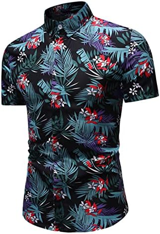 Мъжки Ежедневни Хавайски Ризи С Цветен Тропически Принтом, Ризи с Къси Ръкави и Принтом, Ежедневни, Плажни Рокли Копчета,