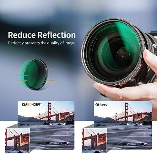 K&F Concept 77 мм Променлив филтър за обектив ND3-1000 ND (1,5-10 спирка) Филтър с неутрална плътност 24 многослойными покрития за обектива на фотоапарата (серия D)