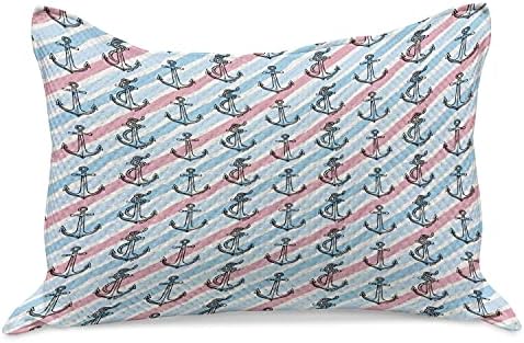 Калъфка за възглавница от стеганого одеяла Ambesonne Anchor с Абстрактни Дизайн в Пастелни ленти по Диагонал, Стандартна