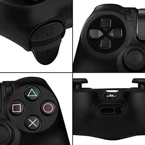 Контролер Microware PS4 Силикон-Мек, Гъвкав Защитен Кожен Калъф за Sony PlayStation4 Черен