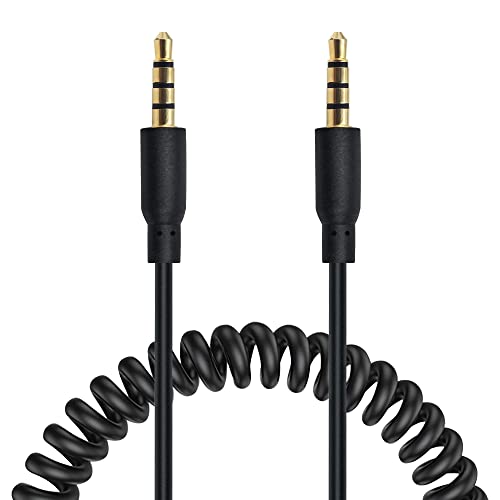 Аудио кабел Poyiccot със спирала 3,5 мм Кабел за слушалки със спирала 3,5 мм 4-щифта 3,5-мм TRRS Със спирала от един мъж към