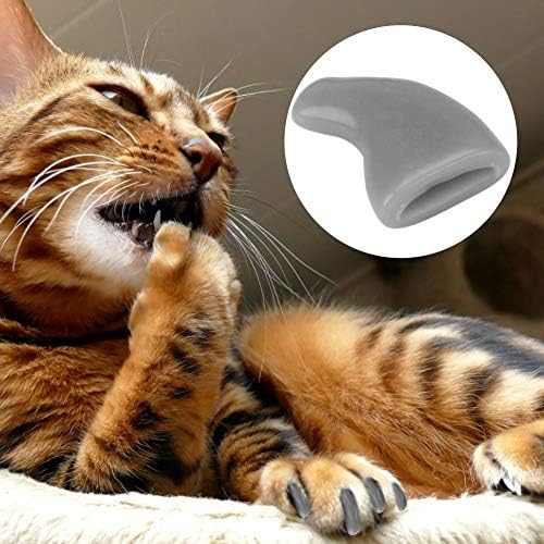 Протектор за котешки нокти SOFE & Safe Синьо-сив 100ШТ за различни Котки (сив Металик, XS)
