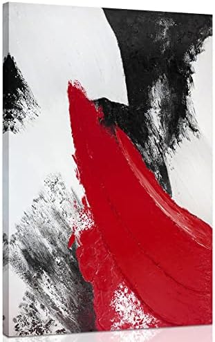 YPY Червен Абстрактен Платно Стенно Изкуство: Модерна Минималистичная Черно-Бяла Снимка на Плакат Печат за Всекидневна