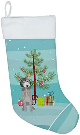 Carolin's Treasures WDK3030CS Драскат Сребро 1 Коледен Чорапи, чорапи за висящи пред камината, Коледен Сезон декорация