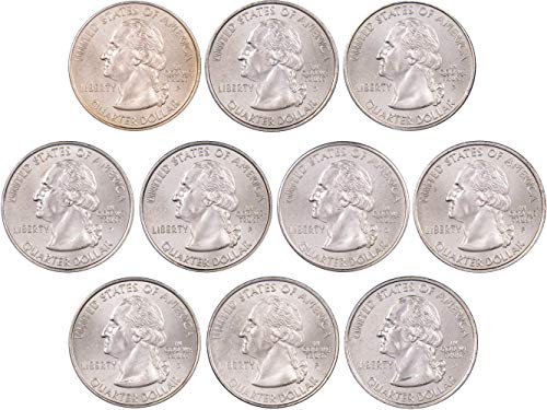 2002 Набор от монети P& D State Quarter 10 BU Uncirculated Mint State 25c Коллекционный