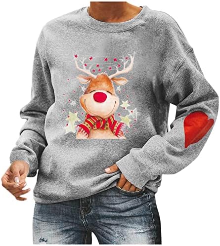 Коледни пуловери Xiloccer за жени 2021, най-грозна коледна потник, пуловер Дядо Коледа с кръгло деколте, топли зимни