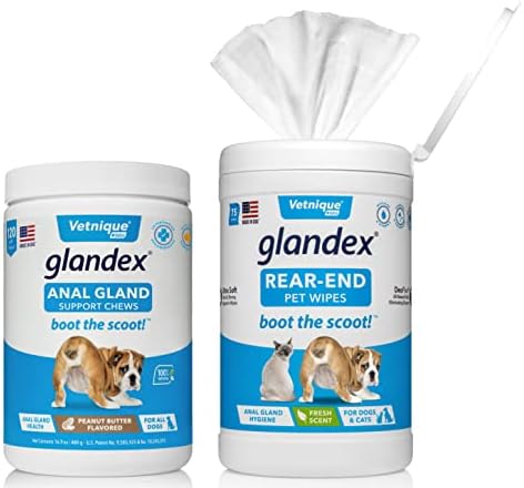 Мека Дъвка паста VETNIQUE Glandex за подкрепа на анални жлези с Фъстъчено масло за кучета (120 карата) и Хигиенни