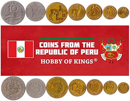 5 Монети от Перу | Колекция перуански монети 10 20 50 Сантимо 1 5 Inti | В обращение 1985-1988 | Семинар Мигел Грау | Щит