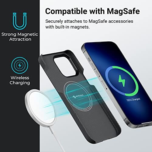 Калъф PITAKA MagSafe за iPhone 14 Pro 6,1 Инча и Зарядно MagSafe Магнитен Безжичен Кола За Зареждане с Охлаждащ Вентилатор