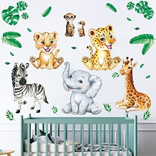 DECOWALL DSL-8067 Детски Стикери за стена с животни в Джунглата, Стикери, Декорация за Детска стая, Детско Сафари, Артистични