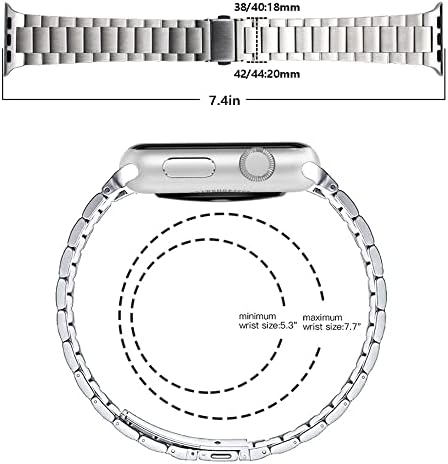 Съвместим гривна с Apple Watch Band 38mm40mm41mm, 42mm44mm45mm за жени и мъже, Регулируеми Метални въжета от неръждаема