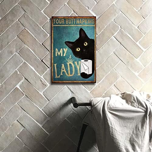 Декор на стените баня с черна котка - Принт на платно с участието на сладък Животни за декоративни знаци тоалетна в банята