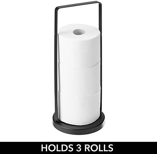 mDesign Модерна Метална свободно стояща поставка за тоалетна хартия с място за съхранение на 3 ролки тоалетна