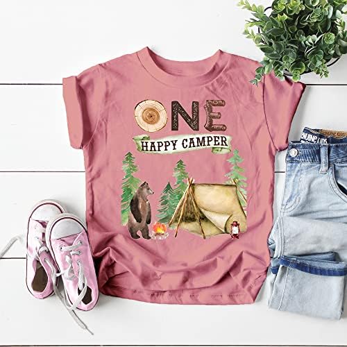 Тениски и Регланы с тематични 1st Birthday за къмпинг One Happy Camper на открито за момичета и Момчета