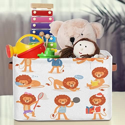 Кошница за багаж, Шарени Лъв, Голяма Тъканта на Кутия-Куб За Съхранение на детски Играчки с Дръжки, Шарени Лъв, Сгъваеми
