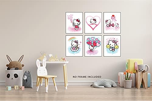 Плакат на Hello Kitty - Аниме Плакати, Декор Hello Kitty, Кавайный стая декор, Акварелни щампи Hello Kitty за момичета,