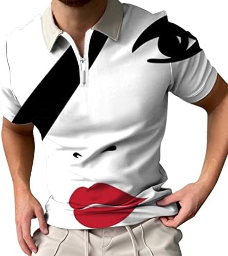 Мъжки ризи за голф XXBR, Лятна тениска със забавна принтом за лицето и устните, Тениска с къс ръкав, Модни Поло Свободно