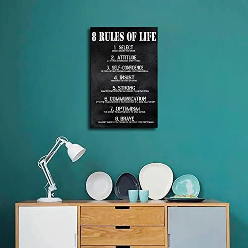 Мотивационен плакат 8 правила на живот с положителни, вдъхновяващи цитати за офис, колеж, на общежитието, класната