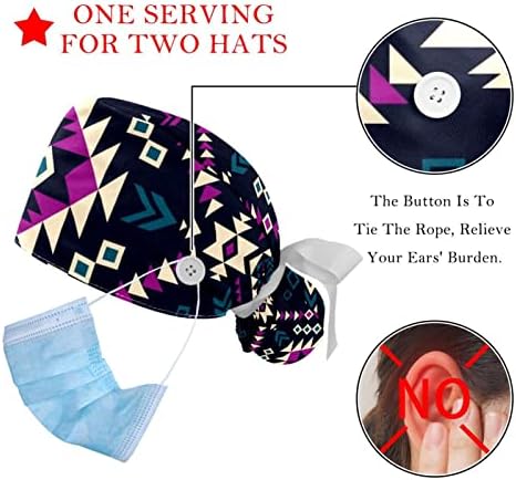 2 Опаковане на Работни шапки за еднократна употреба с Превръзка на Пот за жени, Реколта Шапки-Ексфолианти с Цветовете